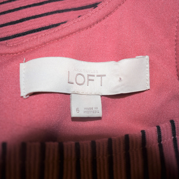 LOFT Pink and Black Striped Sleeveless Dress - Picture 2 of 6